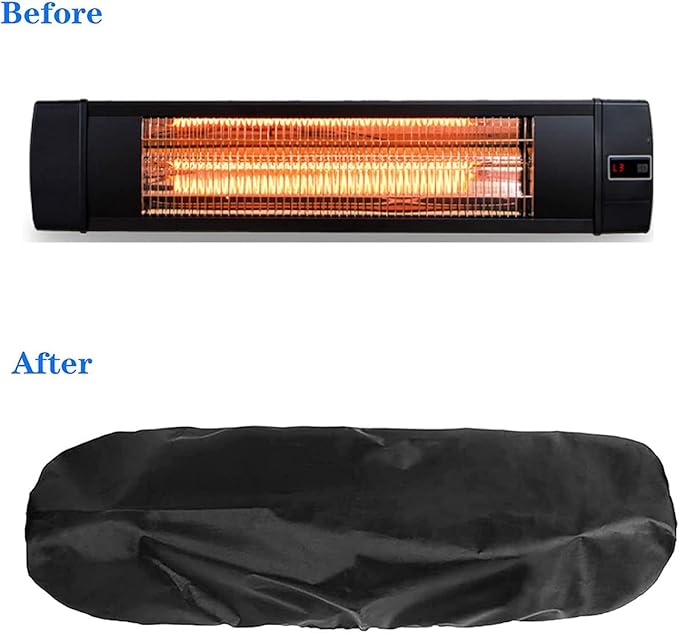 Wall-Mounted Patio Heater Cover - Black 36.5''L *9.5''H *6.5 '' W Electric Heater Cover,420D Oxford Waterproof Dustproof Infrared Heater Covers for Indoor Outdoor Garage Backyard Hanging Patio Heaters