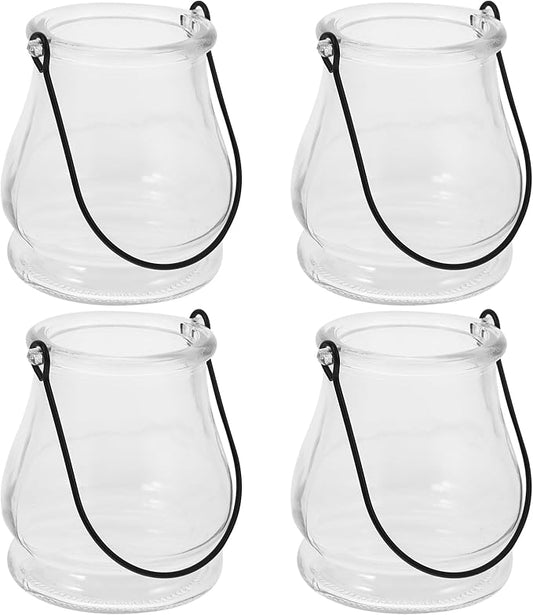 Cabilock 4pcs Hanging Candle Holders, Clear Tealight Holder, Hanging Glass Vase, Fillable Plant Succulent Vase Hanger for Party Wedding Decoration