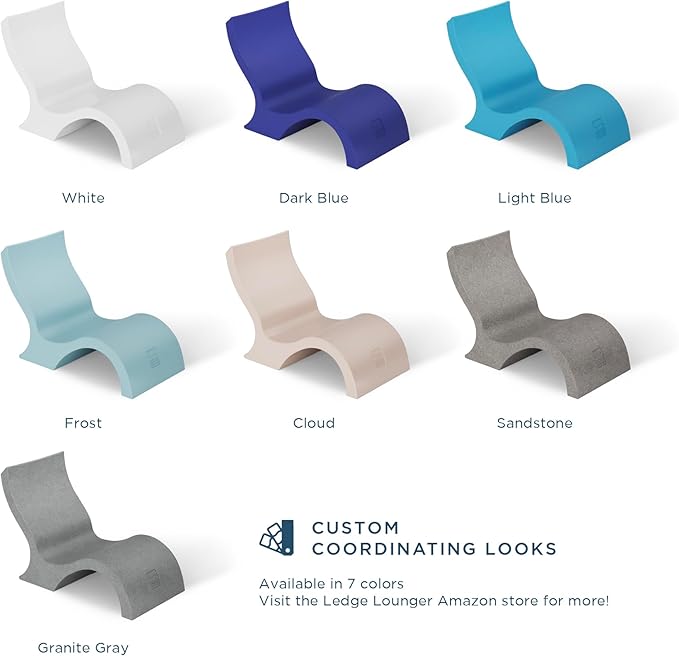 Ledge Lounger Signature Lowback Chair for in Pool or On-Deck Use - Ideal Water Depths 0-9 White Pool Lounge Chairs Set of 2 for Socializing