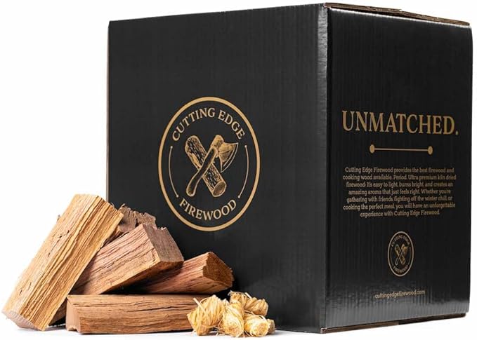 Cutting Edge Firewood Pizza Oven Wood - 8-Inch Splits - Ultra Kiln-Dried Oak Cooking Logs - Large 50 lbs Box for Ovens, Alfa One, Gozney Dome, Solo Stoves