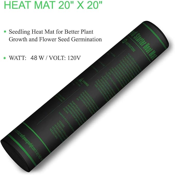 iPower GLHTMTM-A 20" x 20" Waterproof Durable Seedling Heat Mat Warm Hydroponic Plant for Indoor Gardening Germination Starting, black