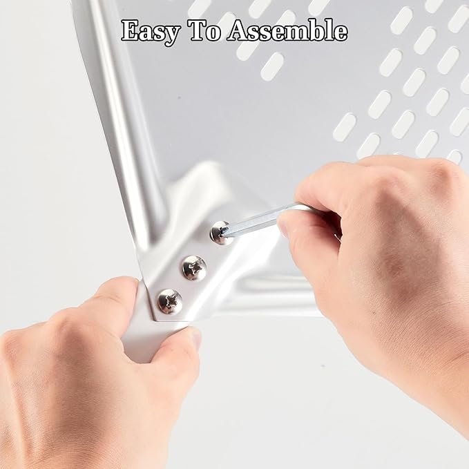 14 Inch + 7 Inch Perforated Pizza Peel Set, Pizza Turning Peel with Metal Handle, Pizza Spatula Paddle for Homemade Pizza Oven Accessories