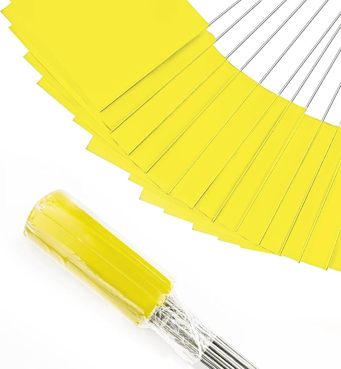 Zozen 50Pack Yellow Marking Flags, Writable/15x4x5 Inch, Yard Flags for Lawn & Irrigation & Landscape & Sprinkler & Survey & Dog Training.