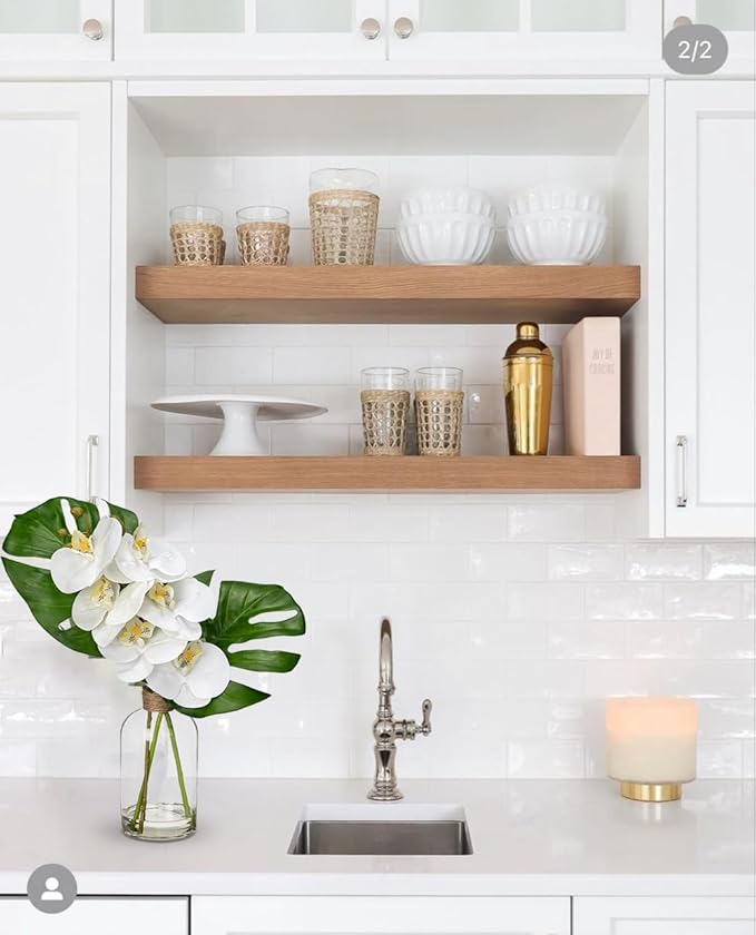 Artificial Monstera Plant and Fake Orchid in Glass Vase, 13.8" Real Touch Fake Plant Tropical Leaves Orchids Artificial Flowers with Faux Water for Home Bathroom Kitchen Office Centerpiece Room Décor