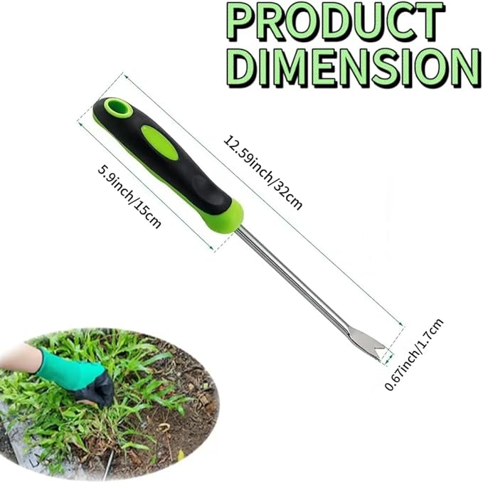 Weed Puller Tool, Gardening Hand Weeder Tool, Stainless Steel Dandelion Weeder Tool, Includes Gardening Gloves, for Yard and Garden