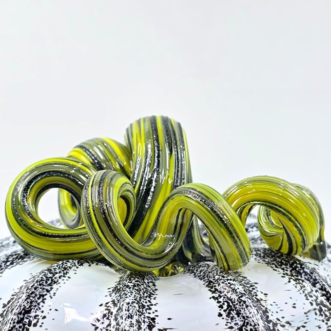 Luke Adams Glass Handmade Glass Pumpkins Handmade Table Top Home Decor (Squat, Birch)