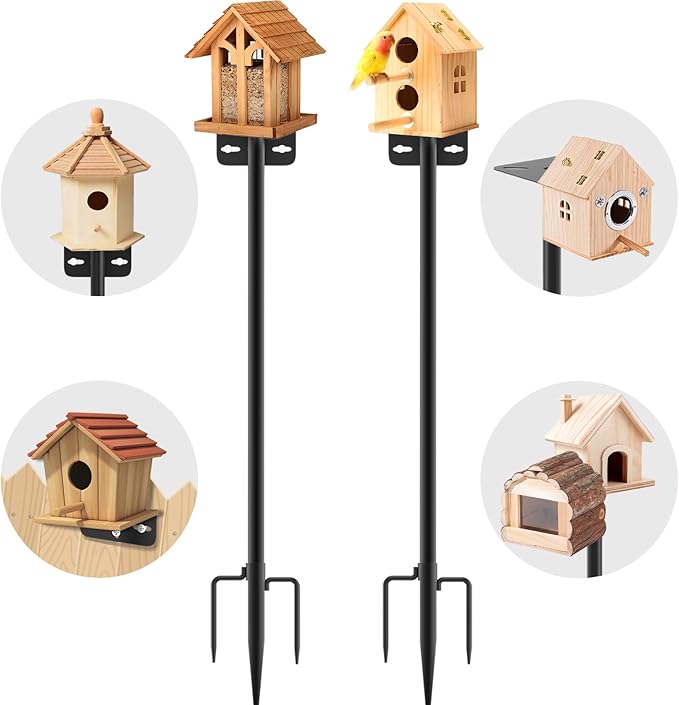 2 Pack 80 Inch Adjustable Bird Feeder Pole,Bird House Pole Suitable for Feeders & Birdhouse,Weather Station,Heavy-Duty Rustproof Design,Enhance Outdoor Decor & Birdwatching Experience