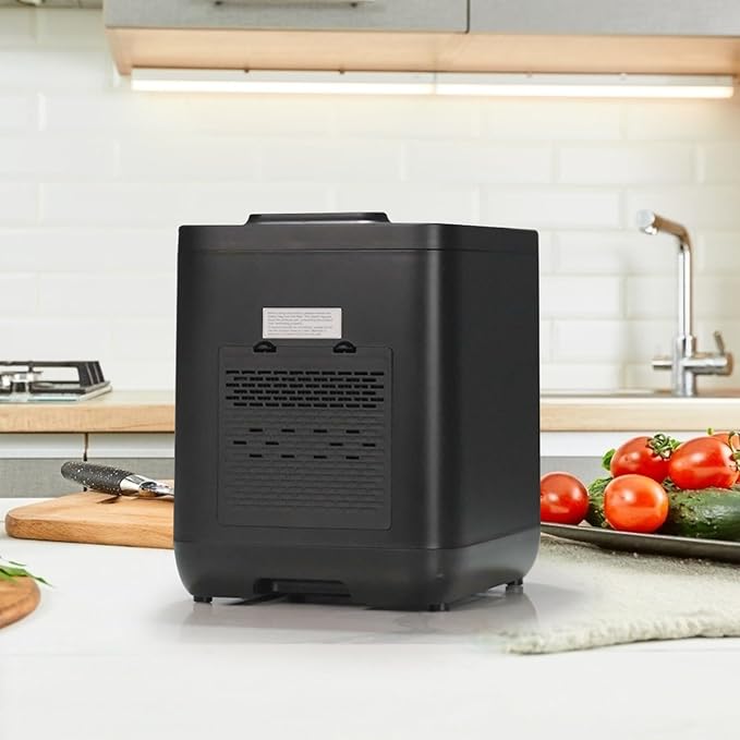 CREATIVECHEF Electric Composter,Upgraded 3.8L Electric Kitchen Compost Bin with Visual Cover,Converts Waste to Dry Compost,Indoor Smart Odorless Compost Bin,Black