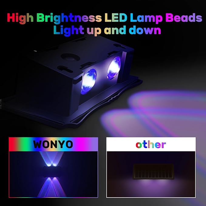 4LED Multi-Color Solar Wall Lights, Up and Down Lighting Solar Outdoor Light Waterproof IP65, Solar Fence Light for Yard Garden Garage Walkway Porch Christmas Decorations (4 Pack)