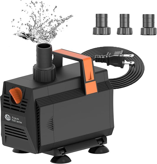 AquaMiracle 1050GPH Aquarium Water Pumps (4000L/H, 55W) Fountain Pump Pond Pump Submersible Water Pump with Flow Control for Fountain, Waterfall, Statuary, Filtration, Water feature, Hydroponics