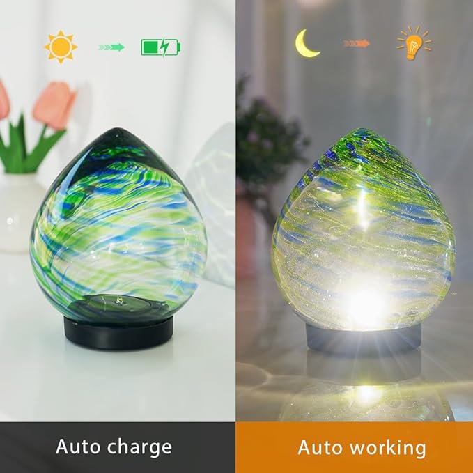 Solar Garden Lights, Decorative Solar Lanterns Outdoor Waterproof Glass Globe Light, Colorful Outdoor Lights for Patio, Porch Decor