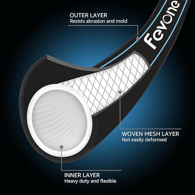 Fevone 3 ft Garden Hose x 5/8", Hose Reel Leader Hose, Lead In Water Hose, Fits Hoses/Pipes of All Replacement/Replaceable Parts, Solid Brass Fittings - No Leak