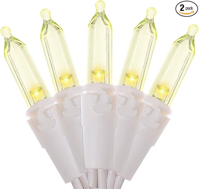 White LED Christmas Lights - 2 Pack 100 Count Warm White Christmas String Lights for Tree, Party, Wedding, Holiday, Indoor and Outdoor Decor, 2 Sets 33 Feet White Wire, UL Certified, Connectable