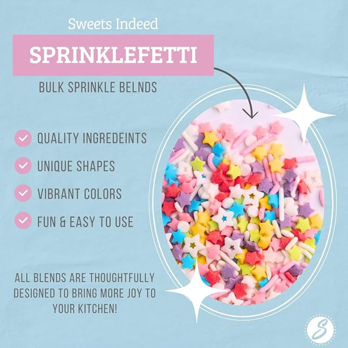 Sweets Indeed Sprinkles, Edible Sprinkle Mix, Perfect for Cake Decorations, Baking, Ice Cream, Cookies, Cupcake Topper (Rainbow Star)