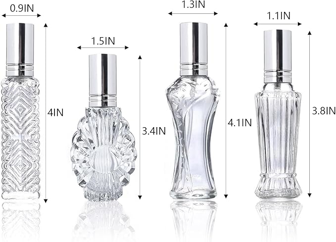 H&D HYALINE & DORA Vintage Refillable Perfume Bottles Glass Empty Spray Bottle Wedding Gifts Car Decor Set of 4