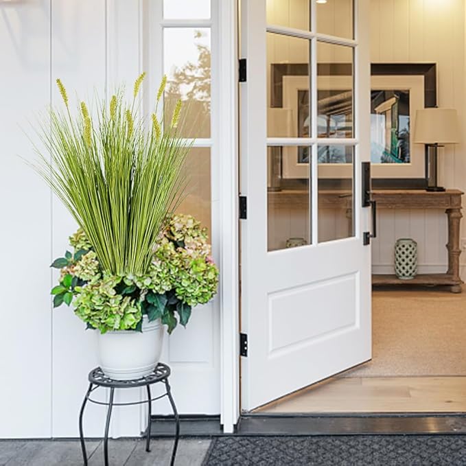 Melorca&Guilla Artificial Plants 6PCS 27“ Fake Tall Onion Grass Faux Plant,Artificial Grass Greenery Shrubs Bushes for Garden Porch Window Box Shop Office Home Décor