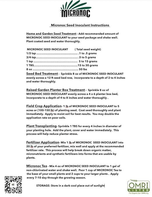 Seed Inoculant - Organic Fertilizer for Soil Health and Strong Germination - Beneficial Microbial Seed Inoculant (8oz)