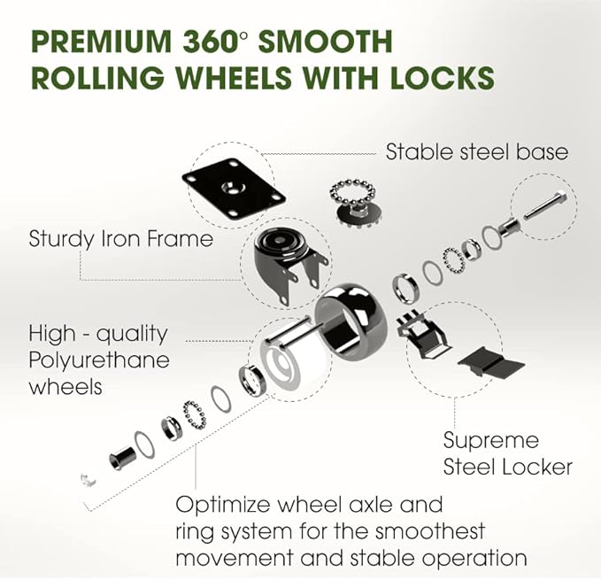 Idzo 2-Pack 14 Inch Acacia Wood Rolling Round Plant Caddy, Plant Caster for Heavy Duty Plant Stand with 360° Lockable Wheels, 264 lbs Capacity Caddy for Indoor and Outdoor Use, Natural Wood