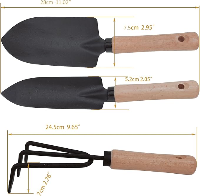 Gardening Tool, 3Pcs Heavy Duty Gardening Kit Including Trowel Transplanter Cultivator Gardening Hand Tools (3pcs Garden Tool)