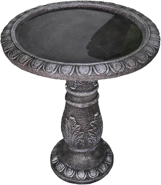 Concrete Bird Bath for Outdoors - 24.4" H * 20" Φ Bird Bath for Outside, Classical Birdbath Patio Decor
