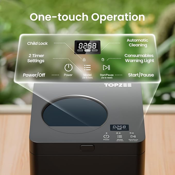 Electric Compost Bin for Kitchen - 3L Countertop Composter with Odorless Auto-Cleaning, Turns Food Waste to Fertilizer in 4 Hours, for Indoor Home Use