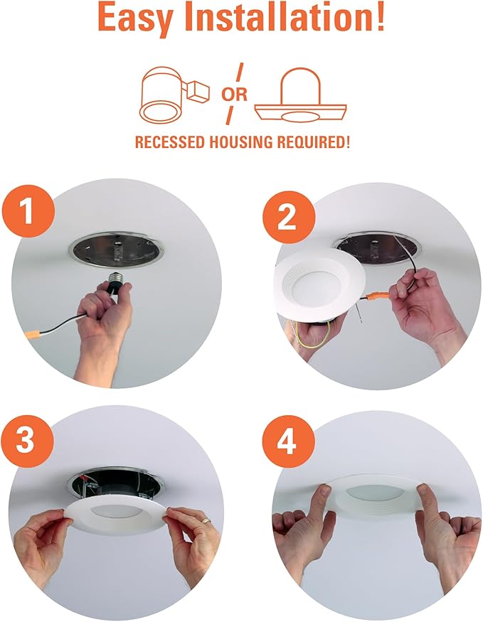 HALO LTE 5/6 Inch Indoor/Outdoor Recessed LED Trim Can Light, 3000K - Contractor Value Pack (12-Pack) - LTE566930-12PK