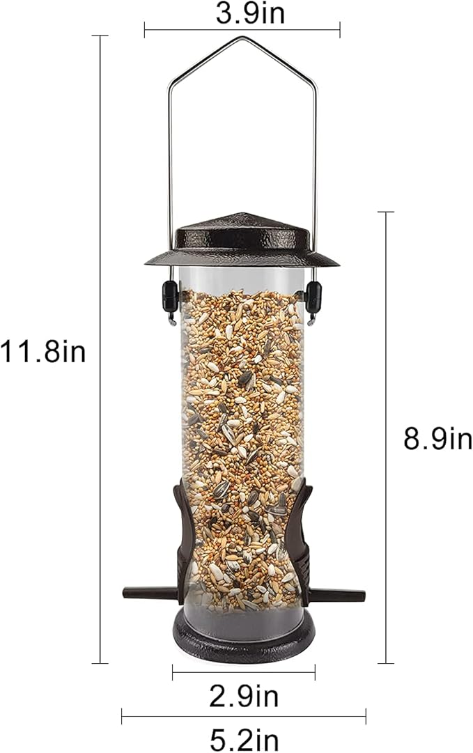 MIXXIDEA Wild Bird Feeders for Outdoors Hanging 2 Pack Stainless Steel Tube Bird Feeder, Water Resistant Finch Bird Feeder for Garden Backyard Decoration Attractive Metal Thistle Feeder (Coffee)