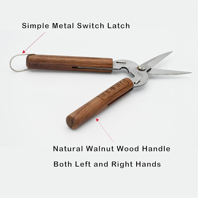Razor Sharp Pruning Shears for Gardening, Garden Shears Carbon Steel Blade, Precision garden scissors Walnut Wood handle, 6.8” Garden Snips for Trimming Fruits, Vegetables, Flowers, Buds, Bonsai
