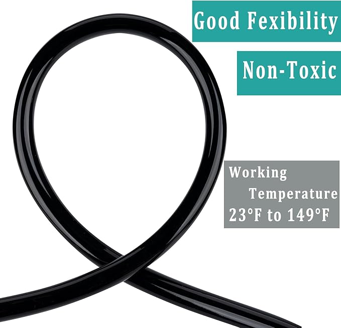 Black Vinyl Tubing 1/2” ID × 5/8” OD - 100 Feet PVC Flexible Plastic Tube Hybrid Hose, Transfer Water Air Oil for Pond Fountain Garden, Non-toxic and BPA free