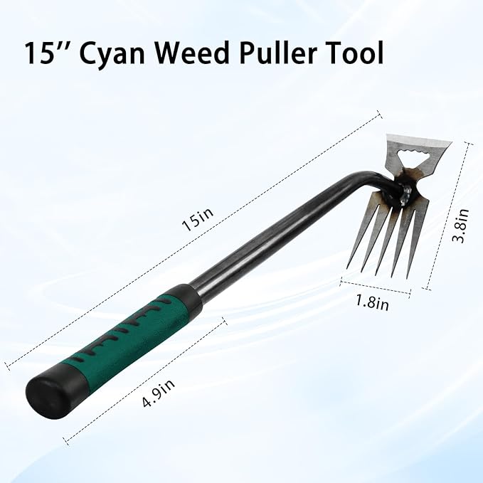 Weed Puller Tool, Time-Saving Garden Tools, Upgraded Hadfield Steel Weeding Tool Multifunctional Weeder, Dandelion Weed Puller Tool Gardening Tools for Yard, 5 Teeth