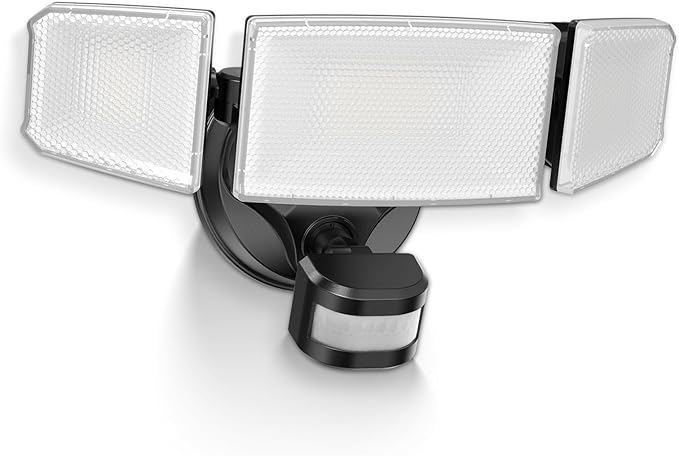ALUSSO® LED Security Lights Motion Sensor, 60W 6000LM 3 Modes Flood Lights Outdoor Motion Sensor, 3CCT 3 Heads Outdoor Security Light Wet Location Use for House Garage Yard Walkway Black