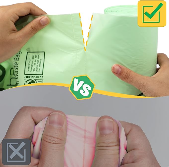 8 Gallon Compostable Trash Bags, 100 Count Flat-Top Garbage Bags Biodegradable, Medium Small Food Scrap Waste Bags for Kitchen Bathroom Office Car, US BPI and Europe OK Compost