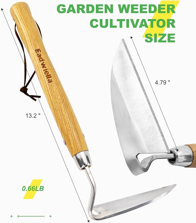 Sickle Hoe Japanese Weeding Sickle Garden Tool Japanese Weeding Tool Small Garden Hand Hoe Weed Scraper for Weeding Cultivating Trenching Japanese Stainless Steel Right Handed Hoe 13 Inch