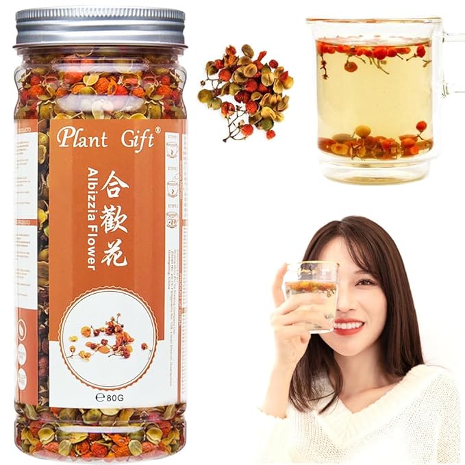 Plant Gift Albizia Flower Julibrissin Blooming Tea, HE HUAN HUA Loose Leaf Chinese Health Tea 80g / 2.82oz