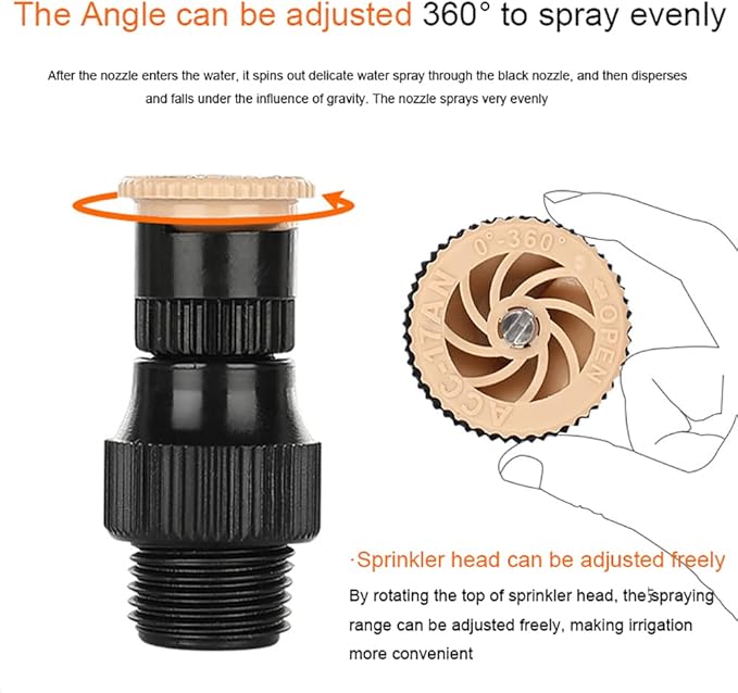 360° Rotation Auto Irrigation System Garden Lawn Sprinkler Patio, Garden Sprinkler Lawn Sprinkler, 90°/180°/360°, Adjustable at Will for Outdoor Grass Garden Yard Lawns (1 PCS)