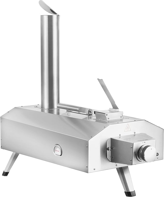 VEVOR Dual Fuel Pizza Oven Outdoor, 12 Inch Wood Fire & Propane Gas Pizza Oven, Pellet & Propane Pizza Maker with Thermometer, Foldable Leg, Stainless Steel Pizza Cook for Outside Camping & Backyard