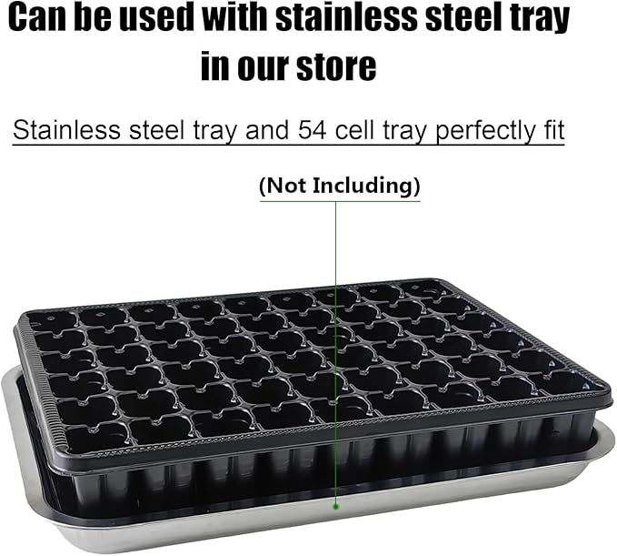 54 Cell Seed Starter Trays, 2.8" Deep Plug Tray Seedling for 1015 Nursery Tray, Super Thick Reusable Trays for Easy Transplantation (11.14inch ×14.6 inch, 5-Pack)