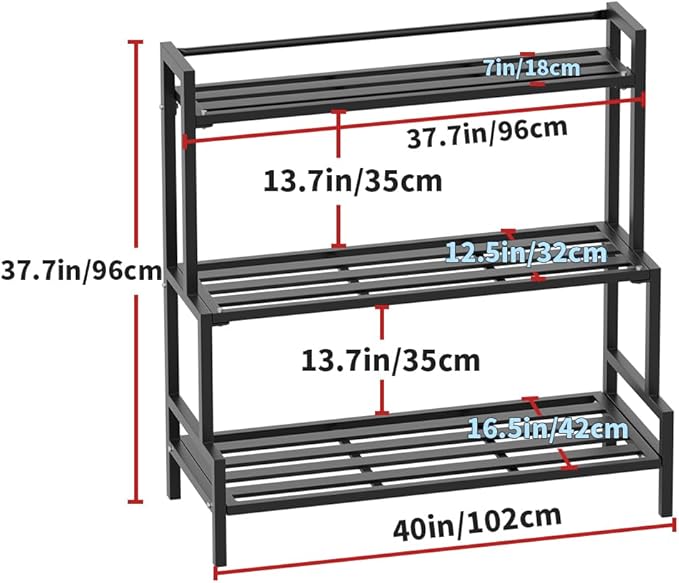 Versatile 3-Tier Metal Plant Stand, Waterproof and Rust-resistant, Heavy-duty Flower Pot Holder for Indoor/Outdoor Use - Adds Elegance to Garden and Home Decor, Black