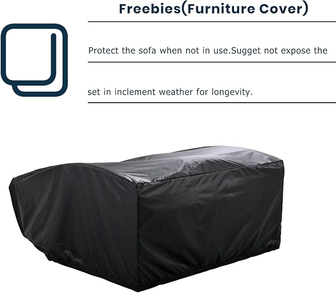 43.7” Patio Rattan Daybed Set, PE Wicker Rattan Double Chaise Lounge, 3-Level Adjustable Back and Cushions, Free Furniture Protection Cover, White