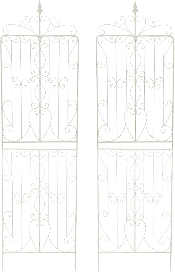 Sungmor 2 Pack Large Garden Trellis for Climbing Plants, 92.5 Inch Tall Rustic White Garden Metal Trellis, Decorative Trellis for Outdoor Rose Vines Cucumbers Support, Greenhouse, Flowerbed, Backyard