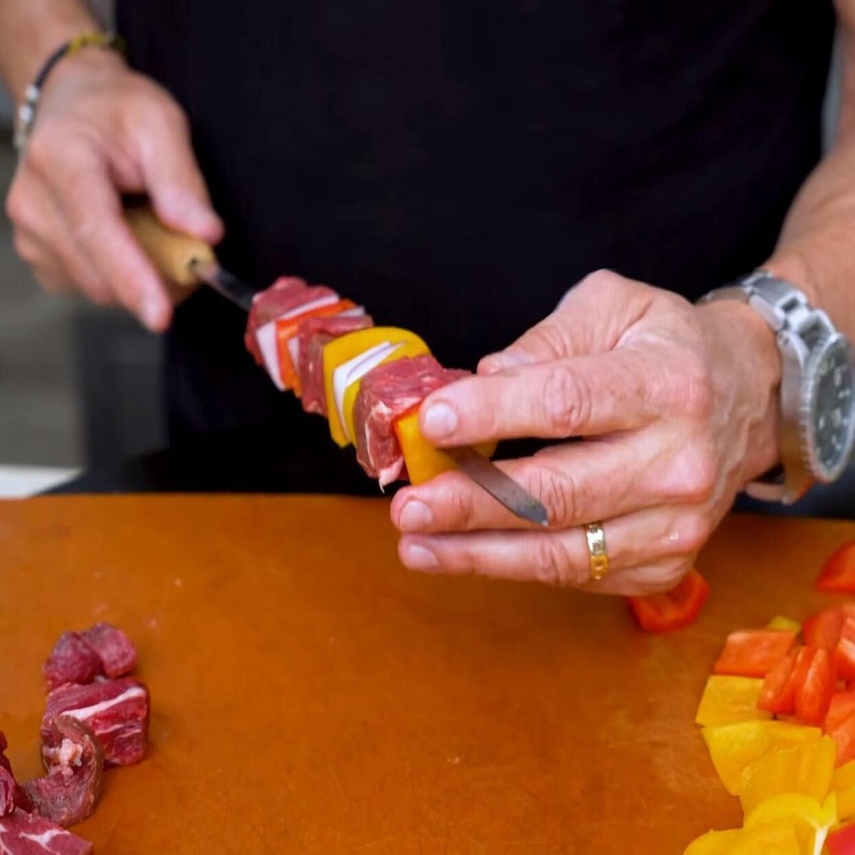 12 Pack Kebab Skewers 23.5 Inch Long Flat Stainless Steel Grilling BBQ Skewer Reusable Barbecue Skewers with Wood Handle,Ideal for Koubideh Persian Brazilian Chicken Shrimp Turkish Shish Kabob