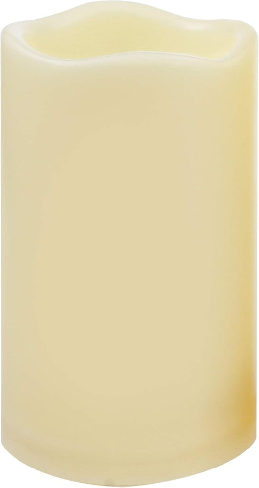 Waterproof Outdoor Battery Operated Flameless LED Pillar Candle with Timer Flickering Plastic Resin Electric Decorative Night Light Lantern Patio Garden Home Decor Party Wedding Decorations D3 xH5