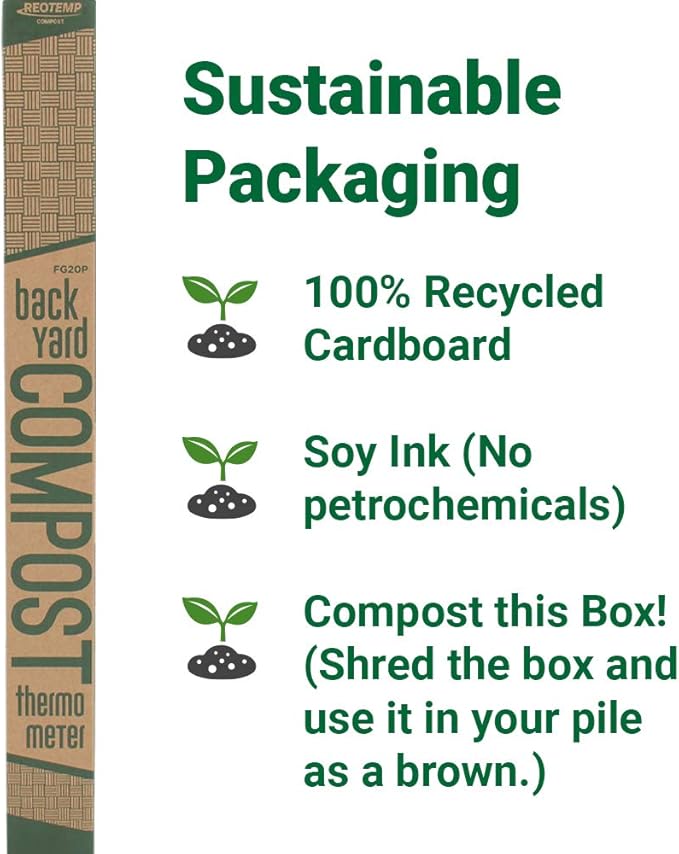 Reotemp 20 Inch Fahrenheit Backyard Compost Thermometer with Digital Composting Guide