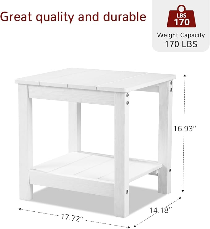 Stoog 3 Piece Patio Dining Sets, All-Weather Patio Chairs with Curved Backrest, Include 2 Garden Chairs and 1 Side Table, White