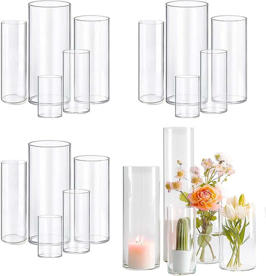 15pcs Cylinder Vases for Centerpieces Small Flower Glass Vases Clear Vase Home Decor Centerpiece Table Flower Vase Decorations for Wedding Decoration＆Holiday Mixed Sizes Tall