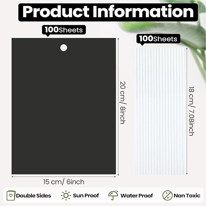 Qualirey 100 Pcs 6 x 8 Inch Sticky Traps for Plant Double Sided Sticky Trap for Gnats with Twist Ties Fly Traps for Fruit Insect Fungus Bugs Indoor Outdoor (Black)