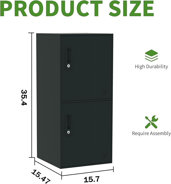 3 Door Vertical Stackable Storage Cabinet with Lock,Anti-Failing Device, Metal Lcoker,Organizer for Office, Home, Gym, School,Employee,Kids. (Black)