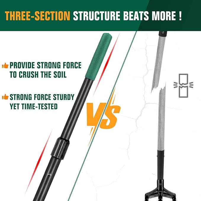 Rotary Cultivator Garden Tiller, Hand Cultivator with Detachable Thicker Tines&Strong Force Handle, Cultivators for Gardening, Rotary Tiller for Soil Mixing, Prepare New Garden