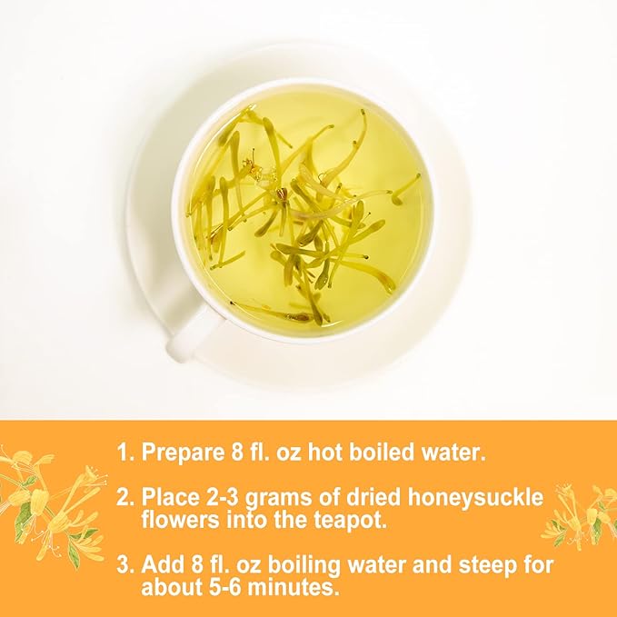 Olvvla - Dried Honeysuckle Flowers - 2.5oz/71g - 100% Natural Honeysuckle Tea - Chinese Edible Jin Yin Hua - Wild Honeysuckle Loose Buds - Caffeine-free