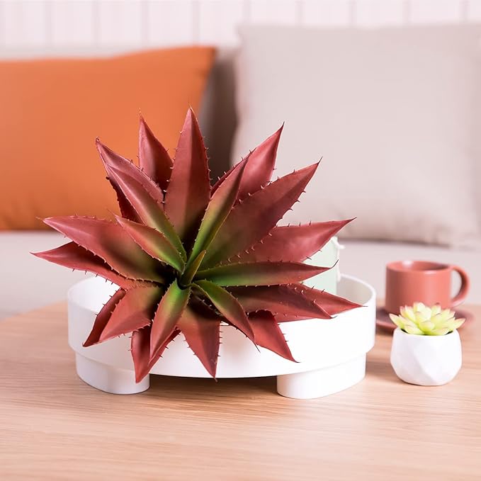 Veryhome Succulents Plants Artificial Aloe Plant, 12.5Inch Large Faux Succulents Unpotted, Premium Crafting DIY Greenery Decor for Indoor & Outdoor(Red)